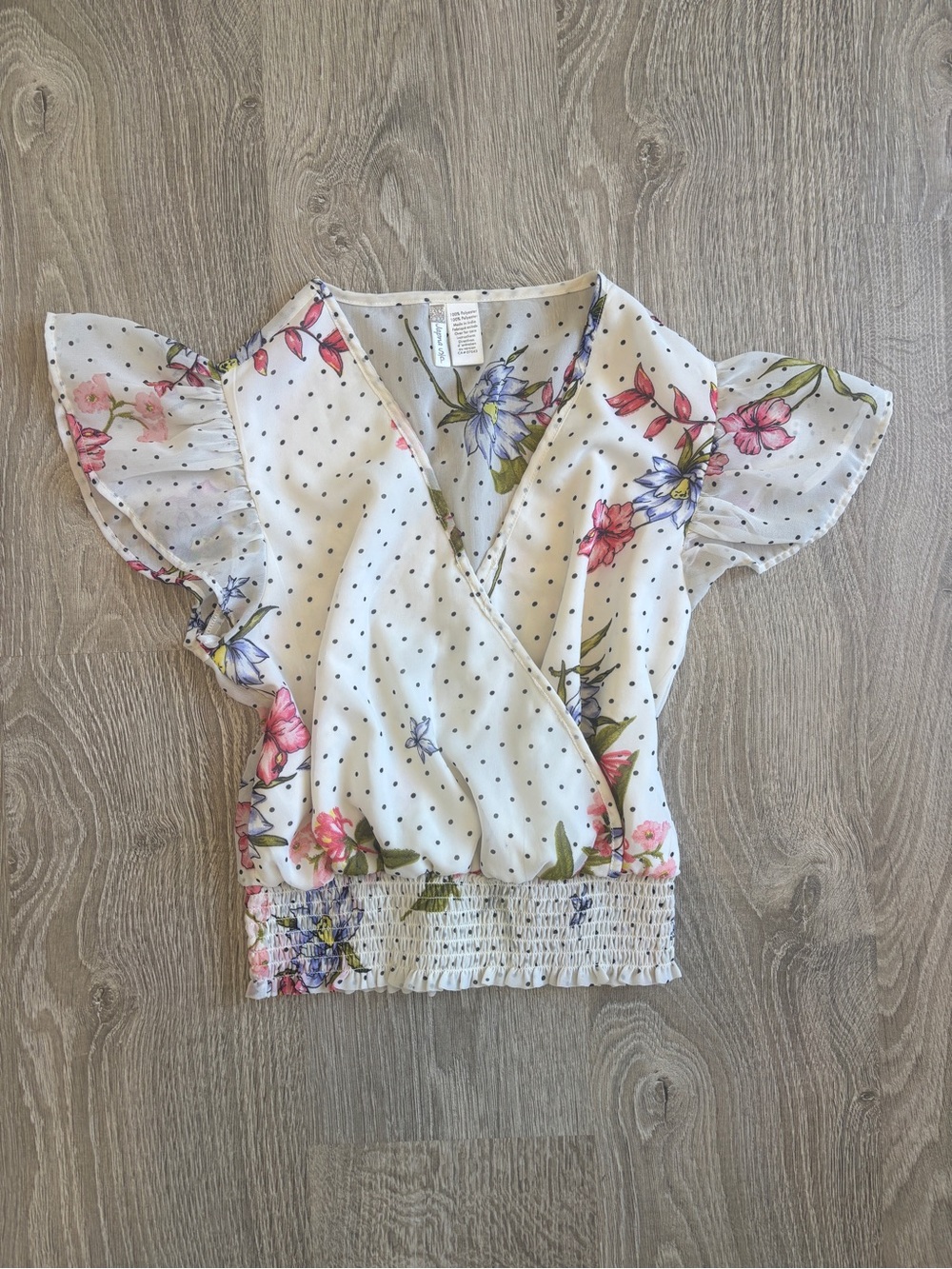Floral Wrap Smocked Summer Top Blouse